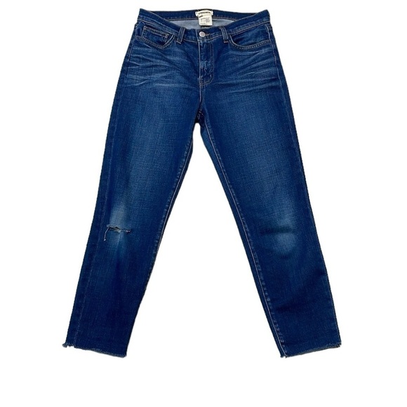 L'AGENCE Denim - L'agence Jeans Women's 27 Blue Faded Denim Straight Medium Wash Cropped